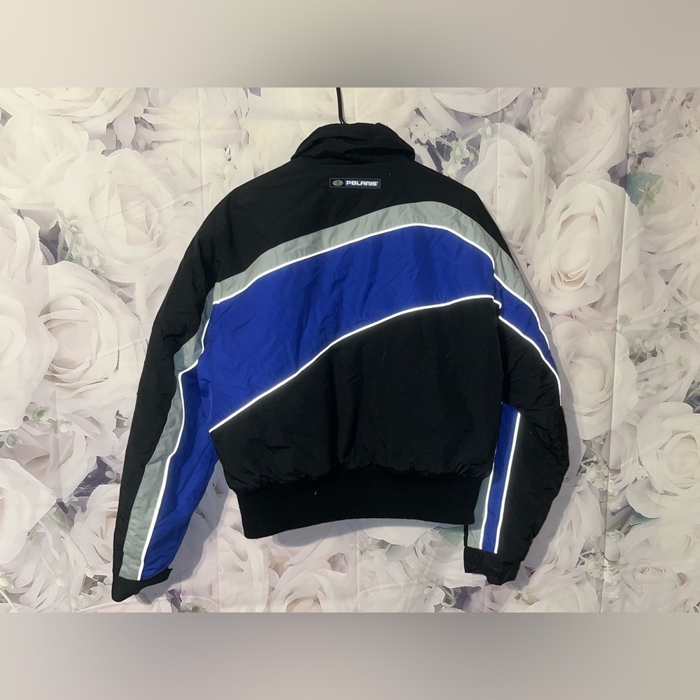 Vintage Polaris Snowmobile /Ski Racing Jacket - Women's Large Blue Black  90s​ - Picture 5 of 8
